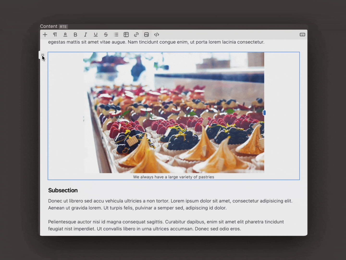 Opening up the display for image options